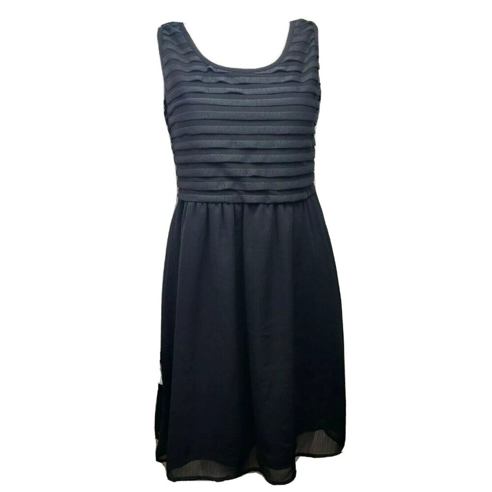 Romy Dress Womens Size‎ M Medium Solid All Black Sleeveless Chiffon Ruffle